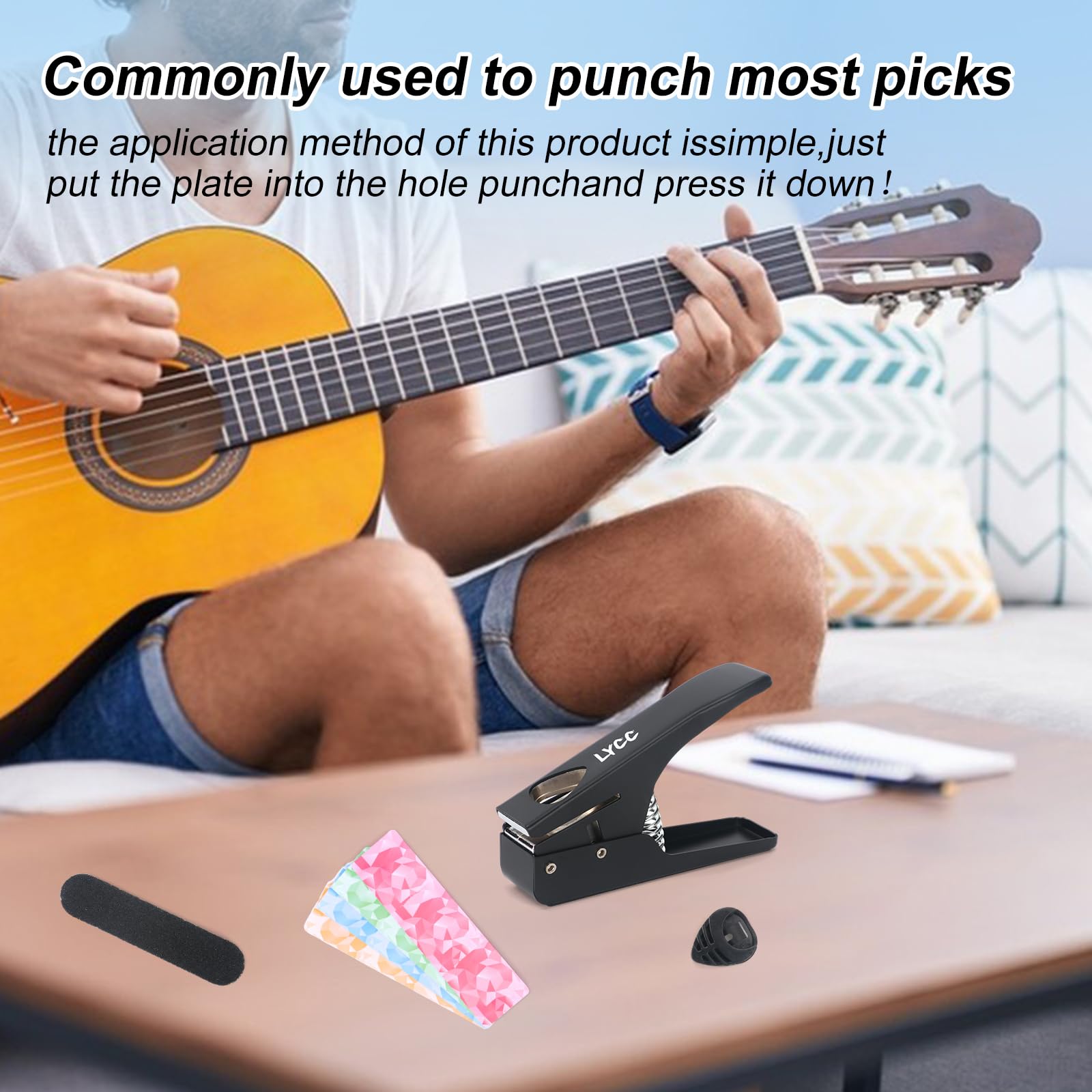 Púas de guitarra para bricolaje, paquete de regalo de lujo, fabricante de púas de guitarra premium, 16 tiras de clip de paleta y una lima para alisar, color negro