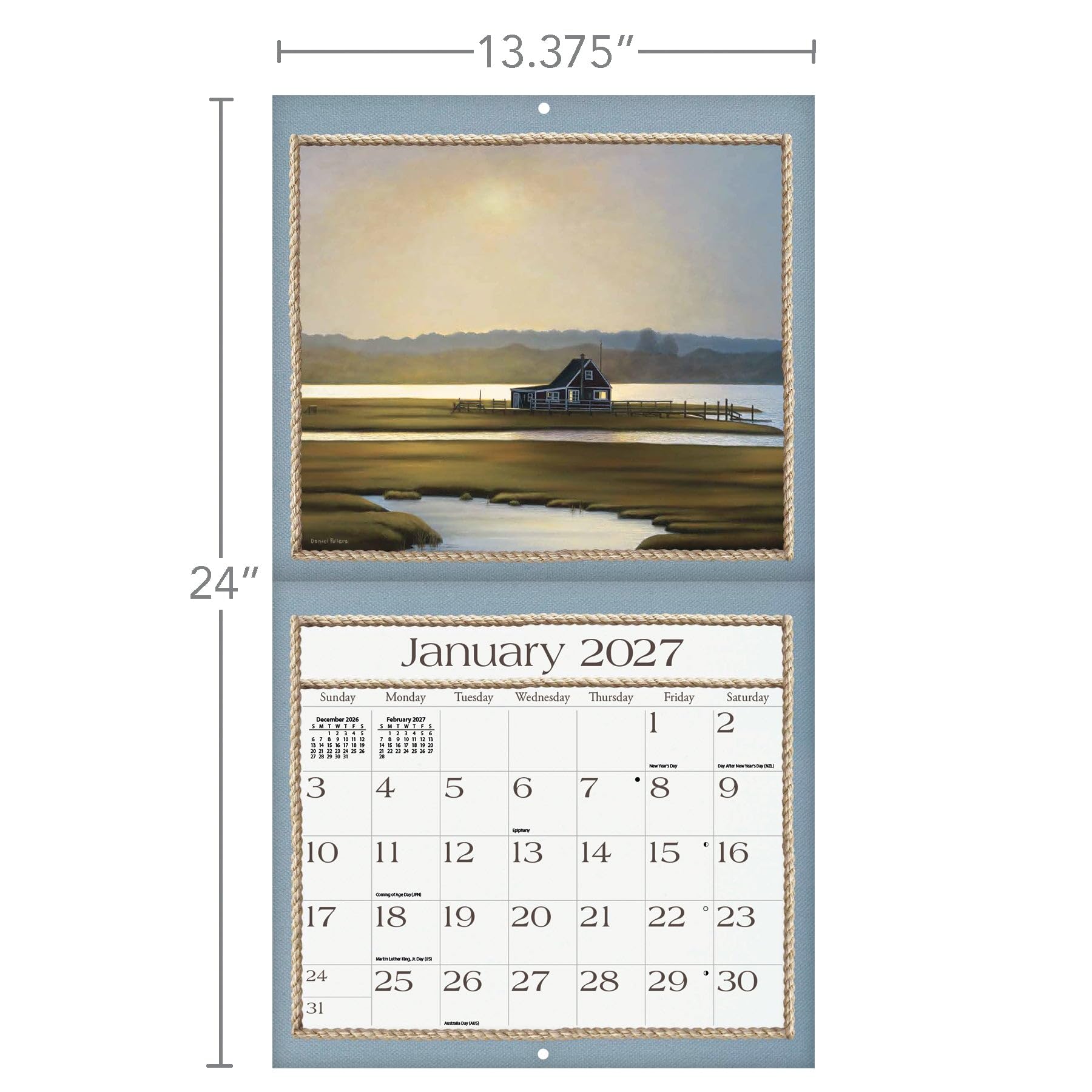 Calendario da parete grande 2027 Seaside