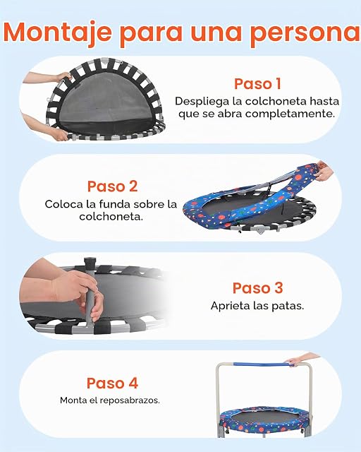 Foto 7 de 8 de VEVOR Trampolín para Niños para Interiores y Exteriores, Mini Trampolín Plegable con Asa