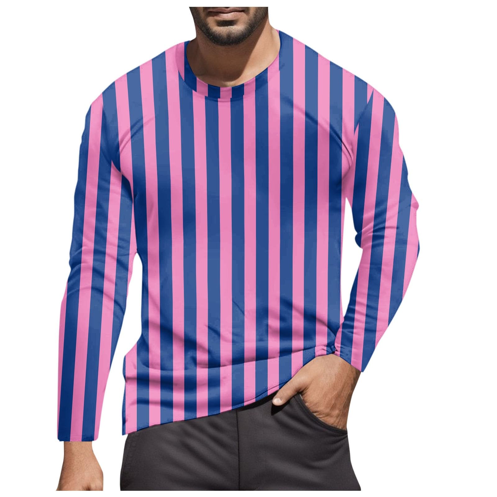 Striped Shirt Men Women Red-White Long Sleeve Shirt Carnival Long Sleeve T-Shirt Horizontal Stripes Vertical Stripes Wide Stripes Fine Stripes Crew Neck Casual Top Striped Shirt Carnival Costumes