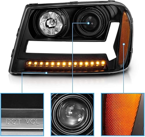 Miniatura 4 de AmeriLite Para Chevy Trailblazer LT modelos 2006-2009 Tablón LED Tube proyector negro par - lado del pasajero y conductor