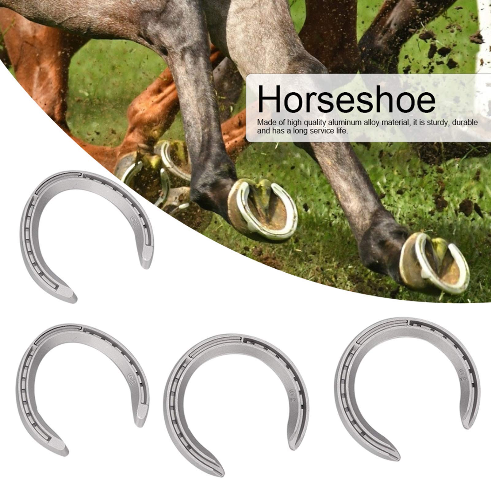 JTLB Lot de 4 fers à cheval en alliage d'aluminium - Outil d'équitation - Accessoires (taille 6)