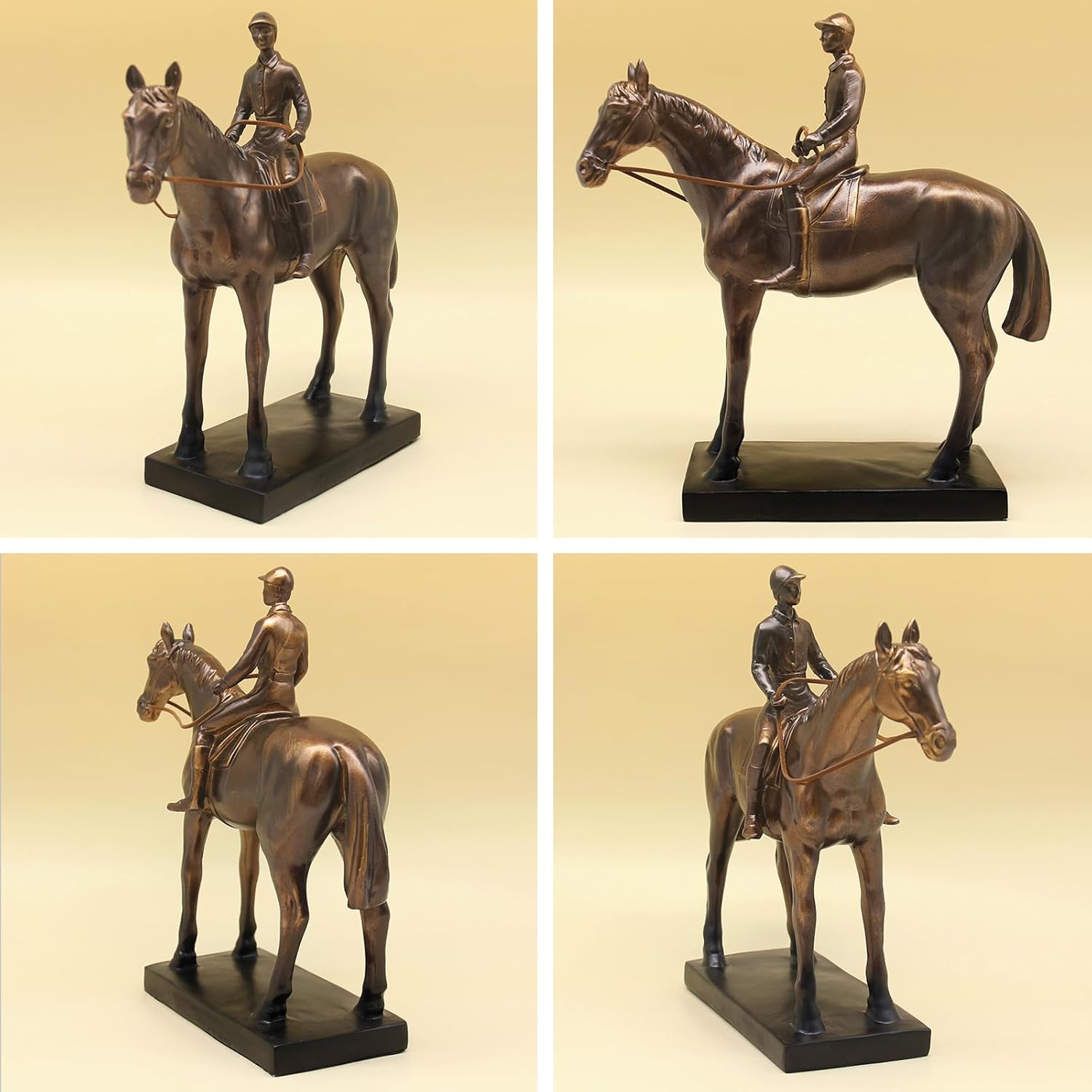 Lukitas Horse Rider Statues and Sculptures, Racing Figurine Home Decor, Equestrian Gift for Horse Lovers, Horseback Riding Ornament, Resin 10.5''