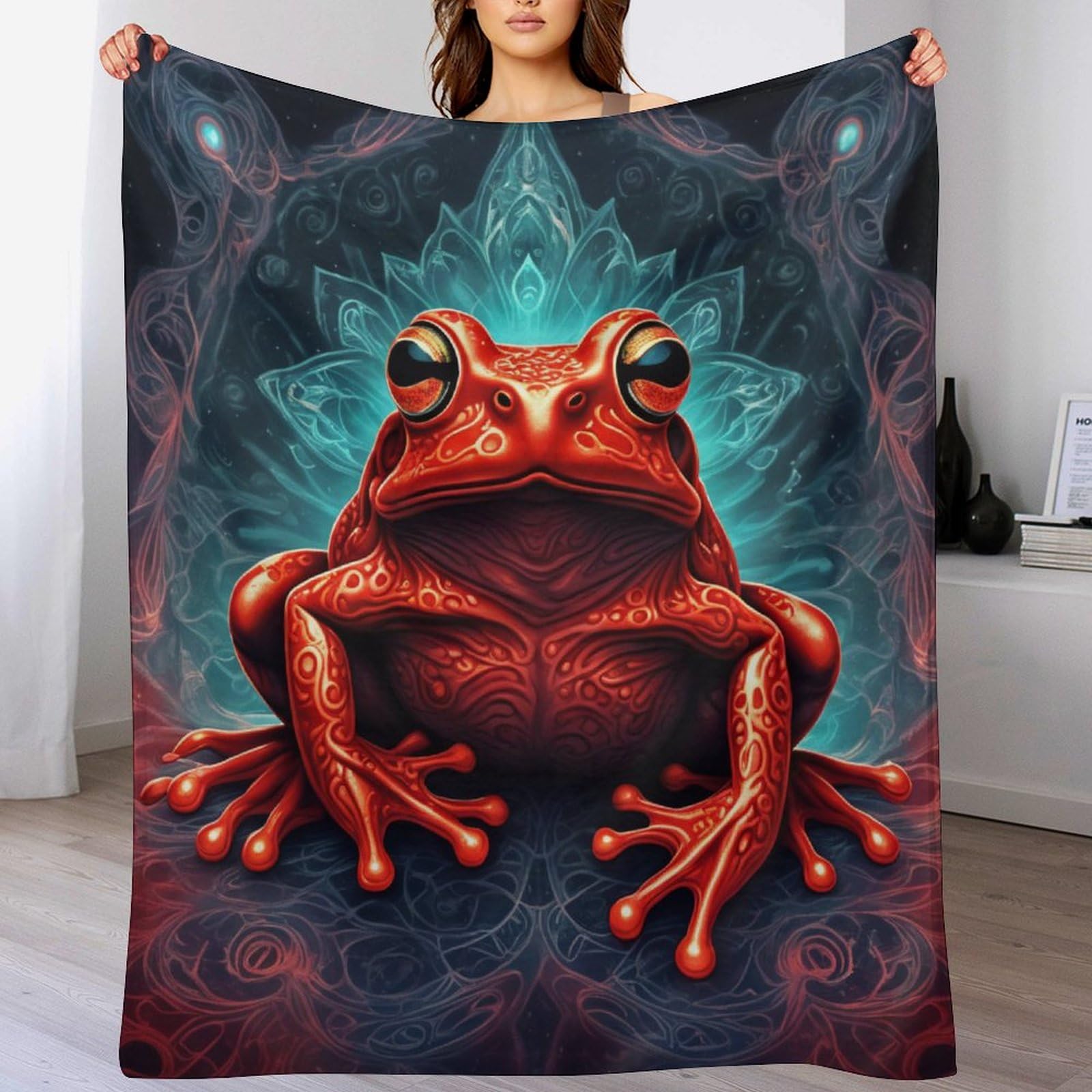Couverture moelleuse flannel Big Eyed Grenouille : cadeau idéal 130x150