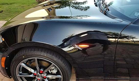 iJDMTOY Smoked Lens Amber Full LED Front Side Marker Light Kit Compatible with 2016-up Mazda MX-5, 2009-2012 Mazda RX-8, 2017-up Fiat 124 Spider, Powered by 36-SMD LED, Replace OEM Sidemarker Lamps