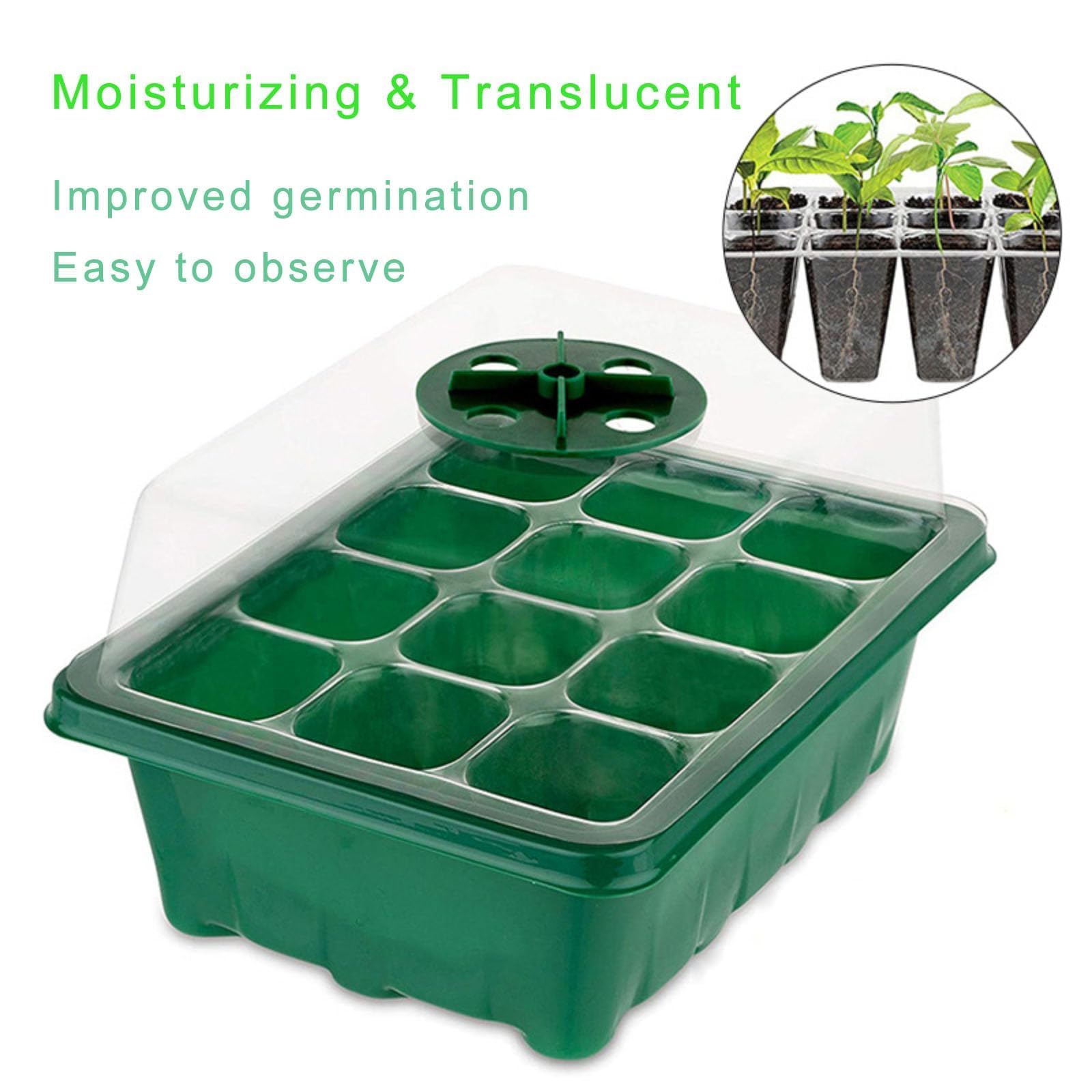 Mini Serre pour Semis avec Lumière de Croissance, 6 Pièces Bac à Semis avec Contrôleur de Minuterie Luminosité Réglable, Plateau de Culture pour Plantes Universel intérieur avec Couvercle Ventilé