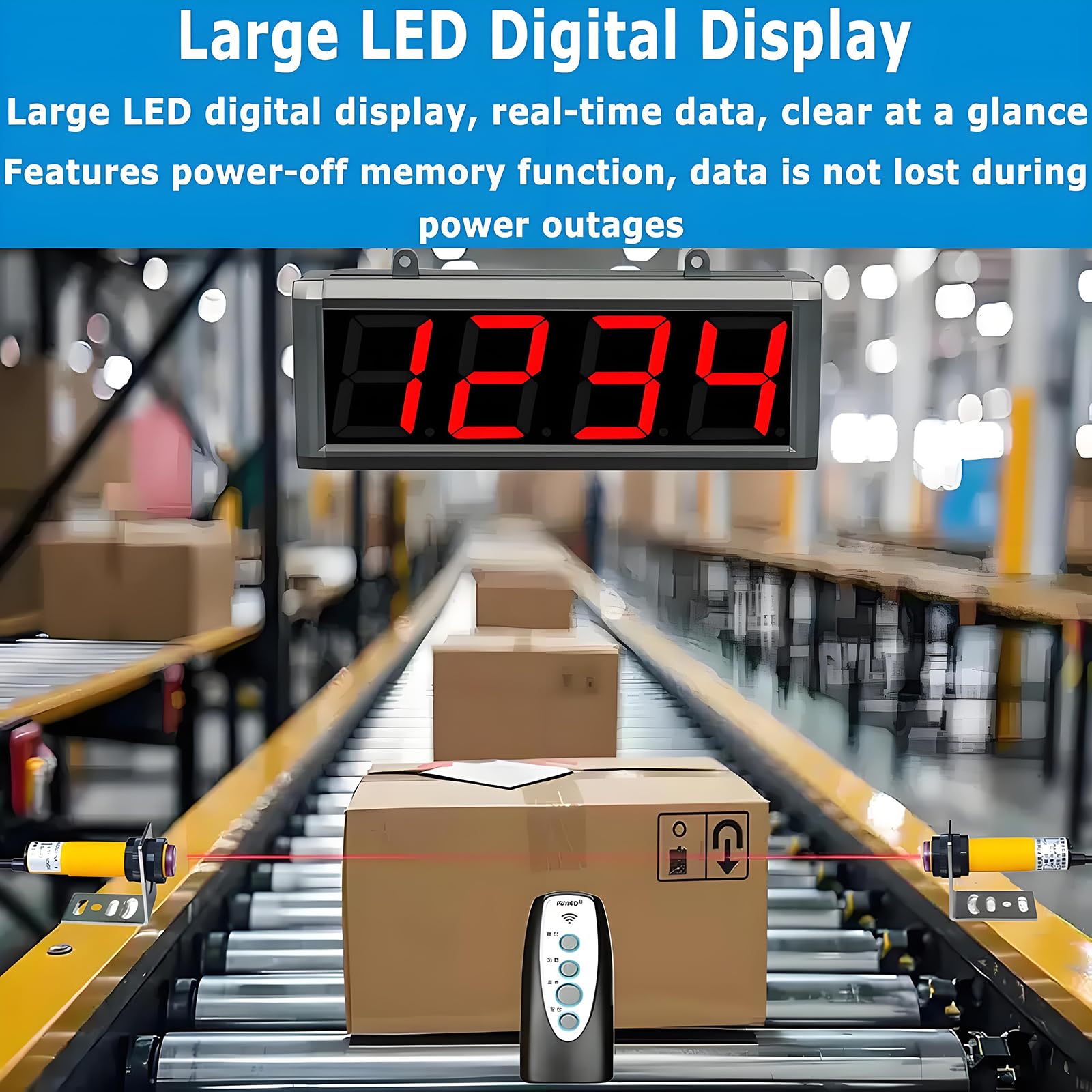 Cyfrowy licznik LED, 5-punktowy licznik z podwójnym czujnikiem, zlicza do 99999, automatyczny licznik indukcyjny, zasięg wykrywania 5 m, pamięć wyłączania, wysoka precyzja