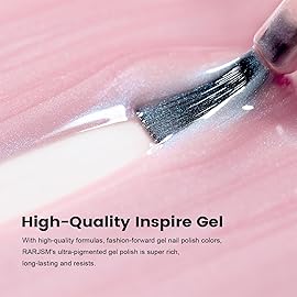 RARJSM Nude Pink Gel Nail Polish with Blue Pearl Shell Glitter Clear Sheer Light Purple Pink Shimmer Gel Polish 15ml UV LED Soak Off Transparent Skin Color Home Salon French Manicure Curing Requires
