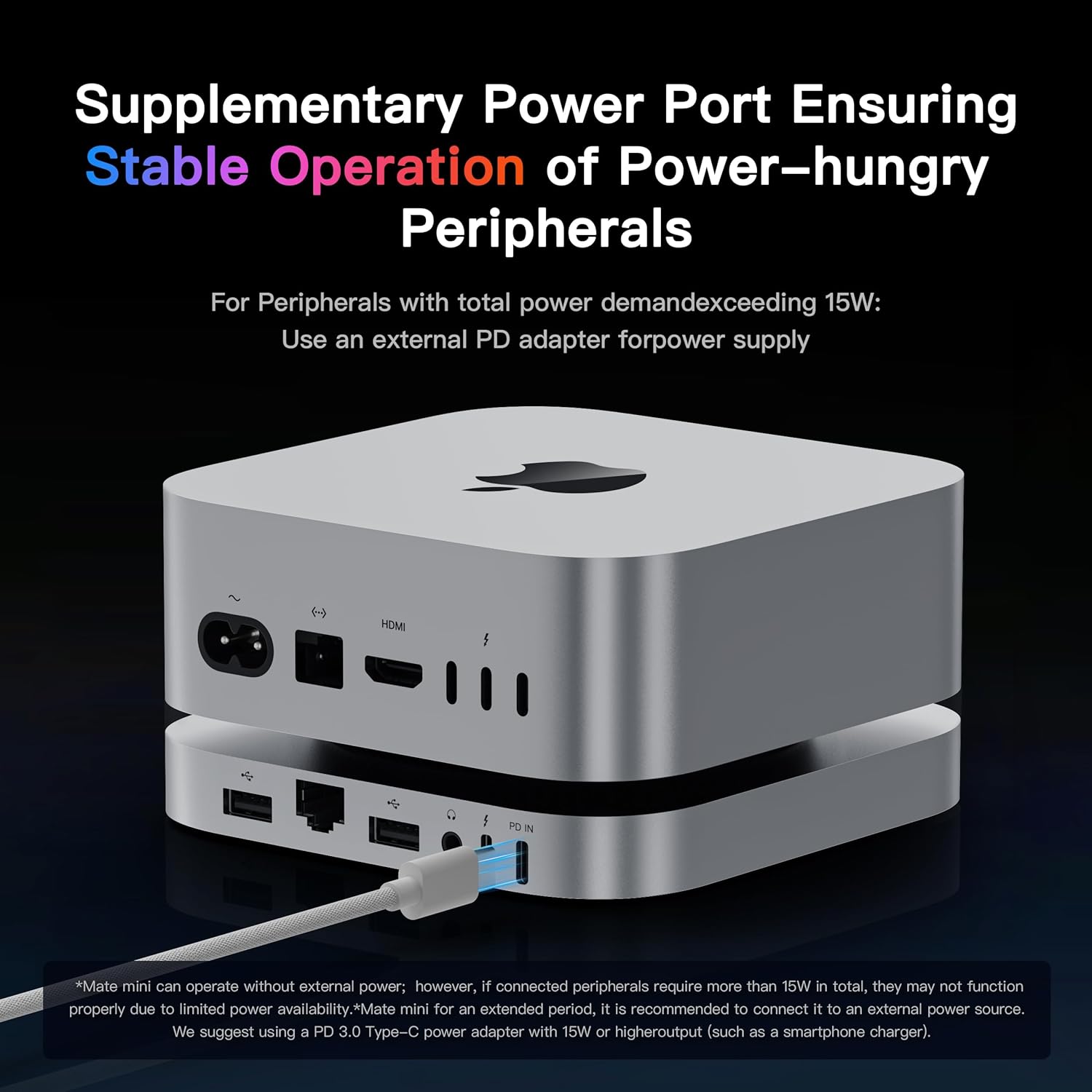 Mac mini M4 Dock, Beelink Mate Mini-A 80Gbps Docking Station, 2*M.2 PCIex2 SSD Slots, max 16TB Expansion, SD4.0 Card Slot, 2.5G LAN, 15W USB C PD3.0 Port, 2*USB A 5Gbps, 3.5mm Audio