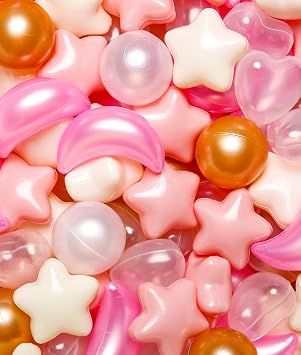 TRENDPLAY Ball Pit Balls for Toddlers, Star Heart Moon Shape, Plastic Toy Balls for Boys Girls Kids Dogs 50 200 500