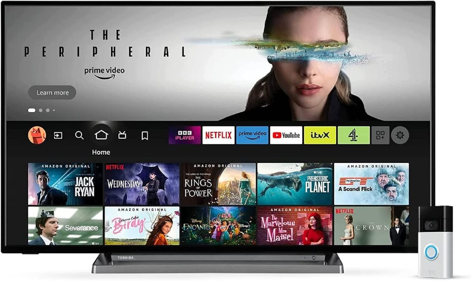 Toshiba UF3D 43 Inch Smart Fire TV 109.2 cm + Ring Video Doorbell by