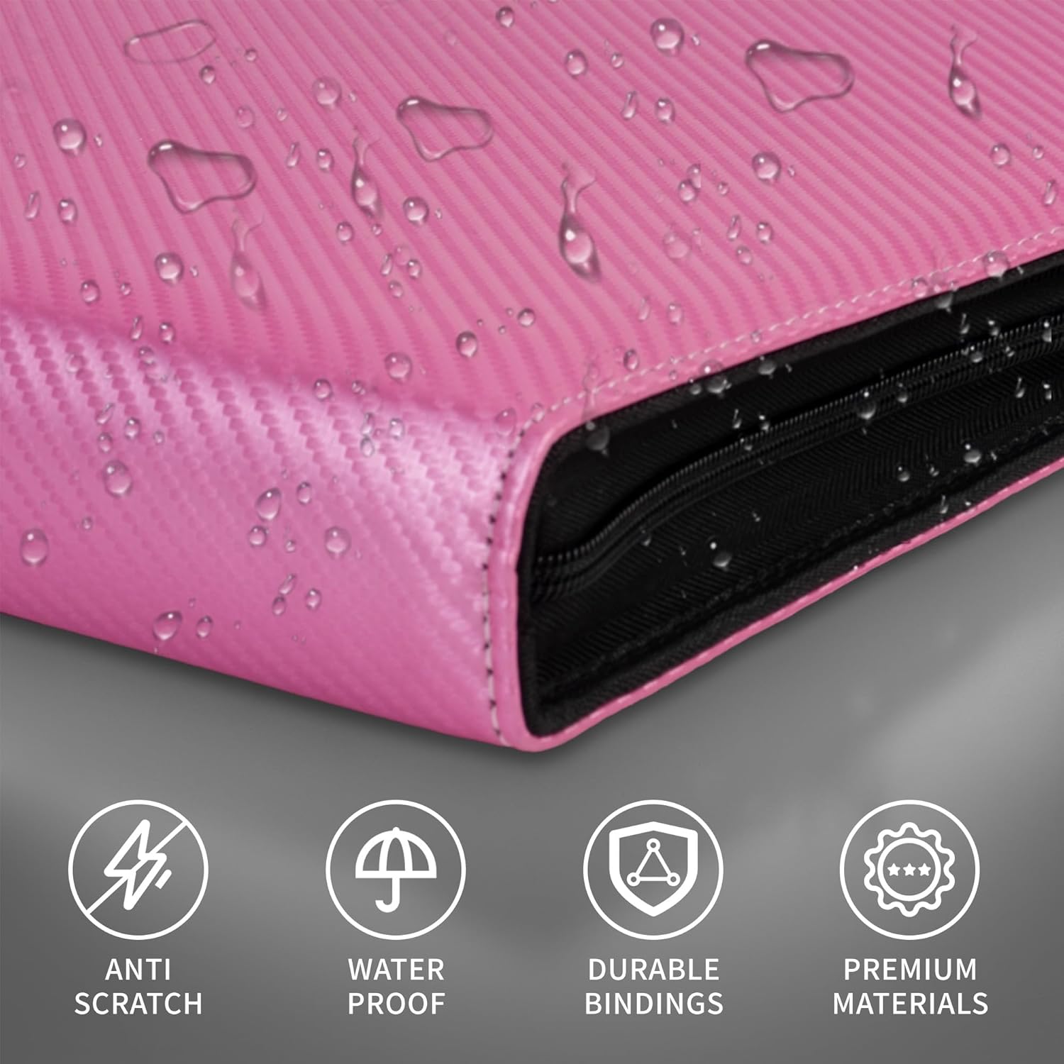 Trading Card Binder 9 Pocket – 900 Cards Zipper PU Card Album with Sleeves, Hard Cover Card Holder Organizer for Pokémon, MTG, Sports Cards (Pink, 9 Pocket 900)