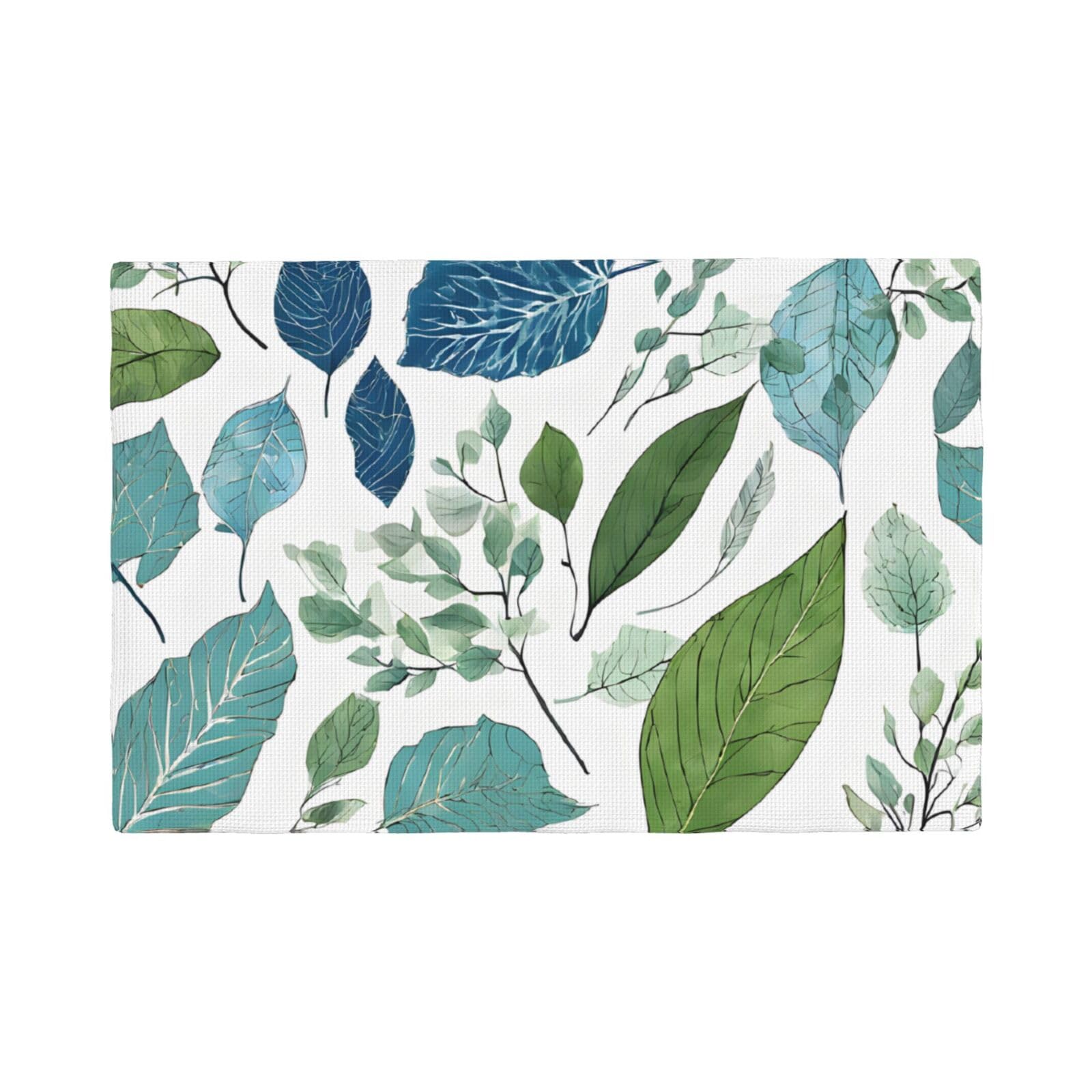Lhfiohirg Four Pieces (Green Eucalyptus Leaves) Set Of 4 Heat Resistant Placemats Non-Slip Faux Linen Dining Table Mats Reusable Table Decor For Kitchen Home Party