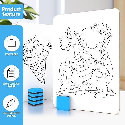 Miniatura 5 de PANDRI - Pizarras portátiles de borrado en seco, paquete de 26 pizarras blancas de doble cara de 12.5 x 9 pulgadas con 26 borradores, pizarras de