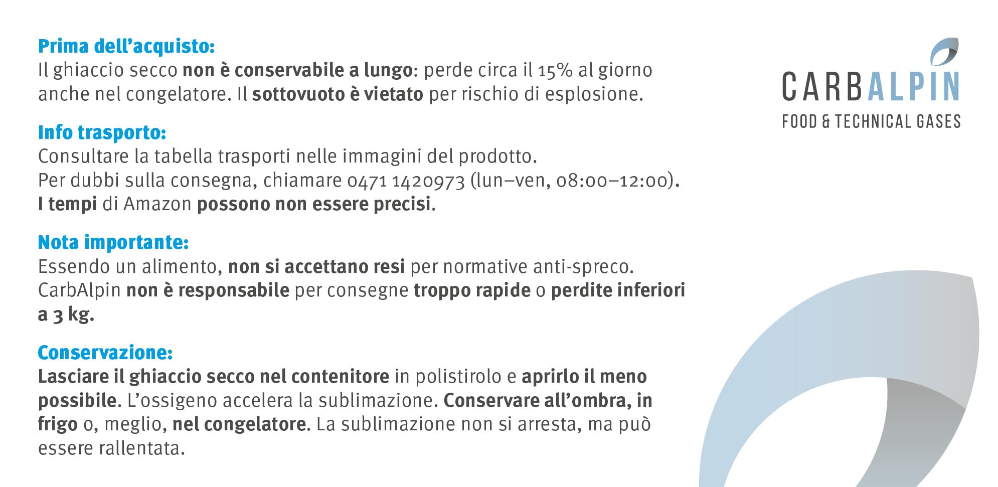 Ghiaccio secco in Nuggets da 10 mm, confezione da 10 kg per gastronomia. Attenzione: leggere istruzioni di trasporto e conservazione