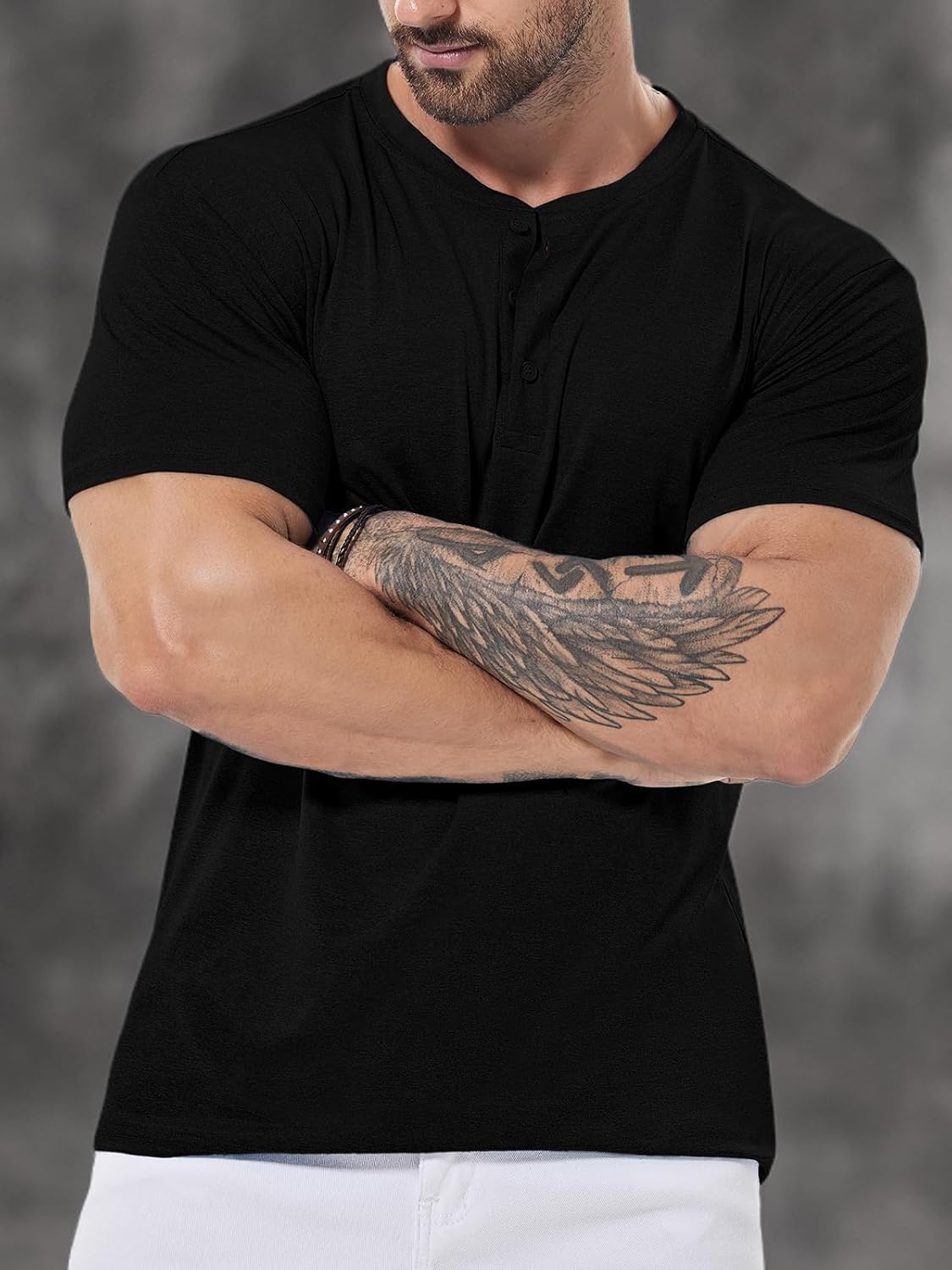 Mens Henley Shirt Dry Fit Tech 3 Button Slim Fit Quick Dry Gym Tshirt Short Sleeve Lightweight Casual T Basic Tee - Image 6