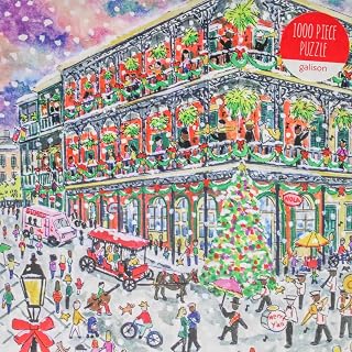 Michael Storrings Christmas in New Orleans 1000 Piece Puzzle with Square Box from Galison - 20" x 20" Holiday Puzzle Featuring Beautiful Illustrations, Thick & Sturdy Pieces, Makes a Wonderful Gift!