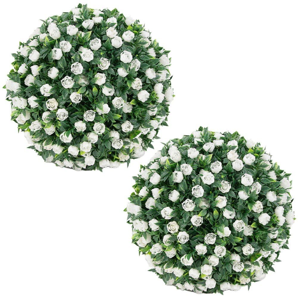 Sanfly Artificial Topiary Balls Realistic Leaf Grass Ball Hanging Grass Balls Decorative Greenery Ball for Garden Courtyard