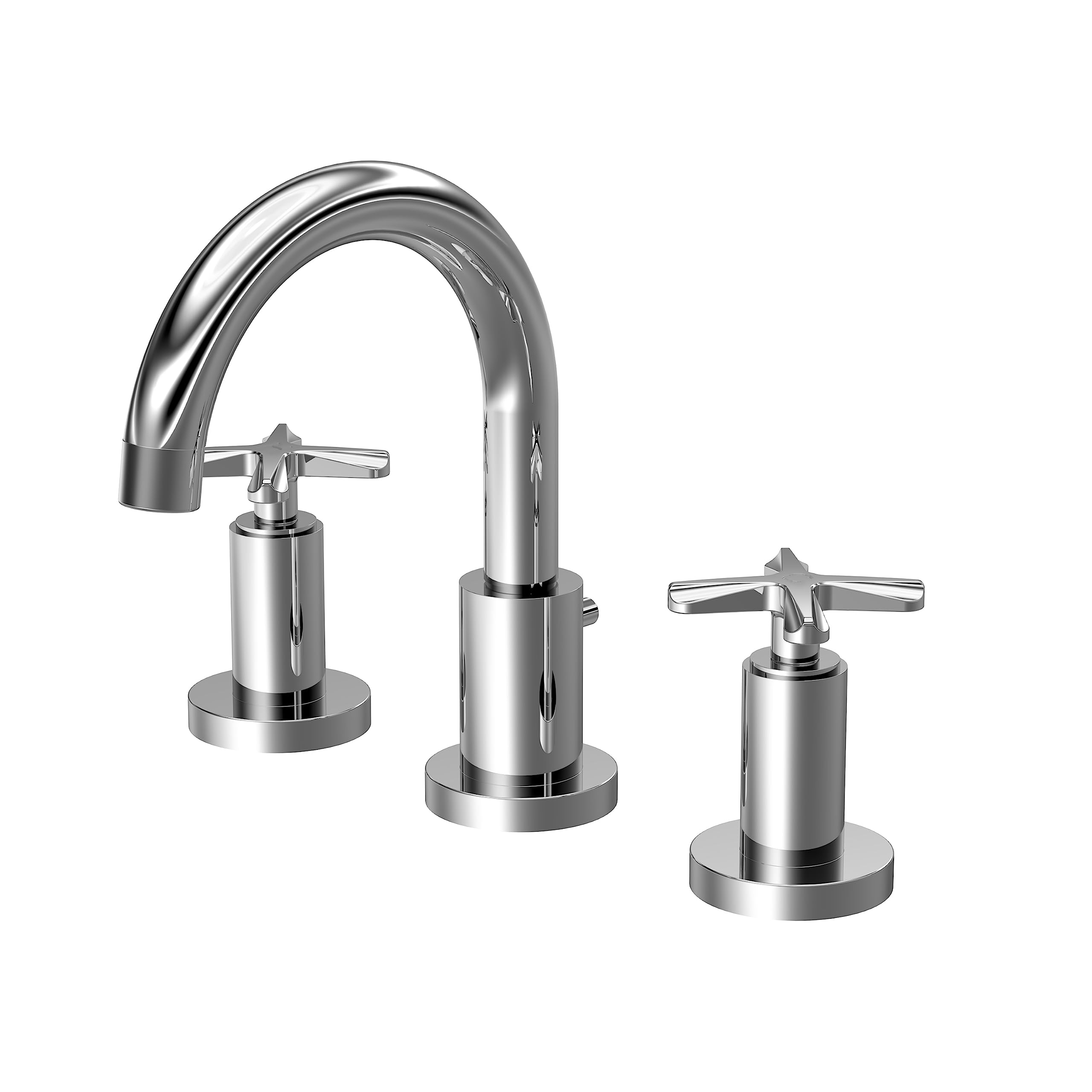 nuie Aztec 3 Tap Hole Chrome Basin Mixer Tap - Ceramic Disc Technology - Crosshead Design