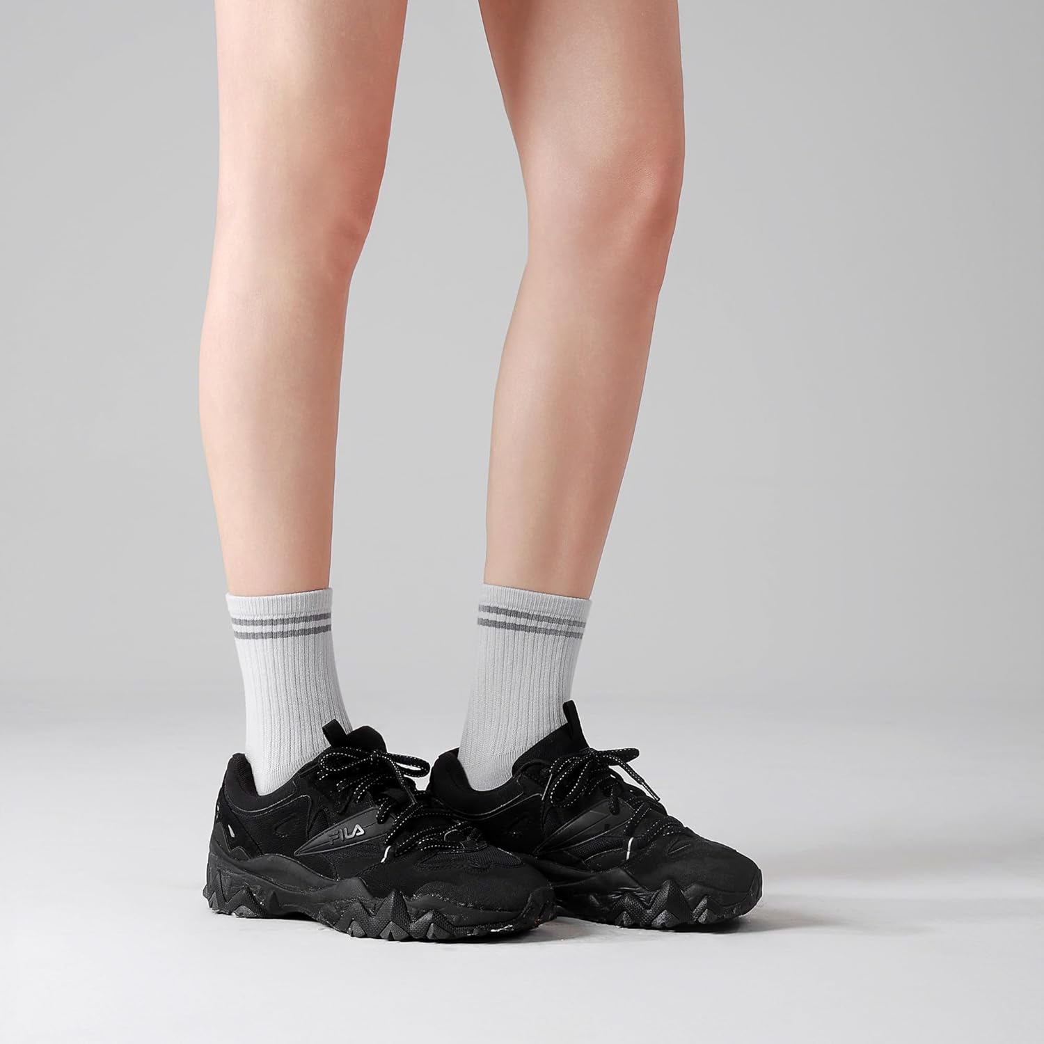 Striped Crew Socks for Women Cotton Casual Athletic Cushioned Running Ankle Socks 4 Pairs - Image 5