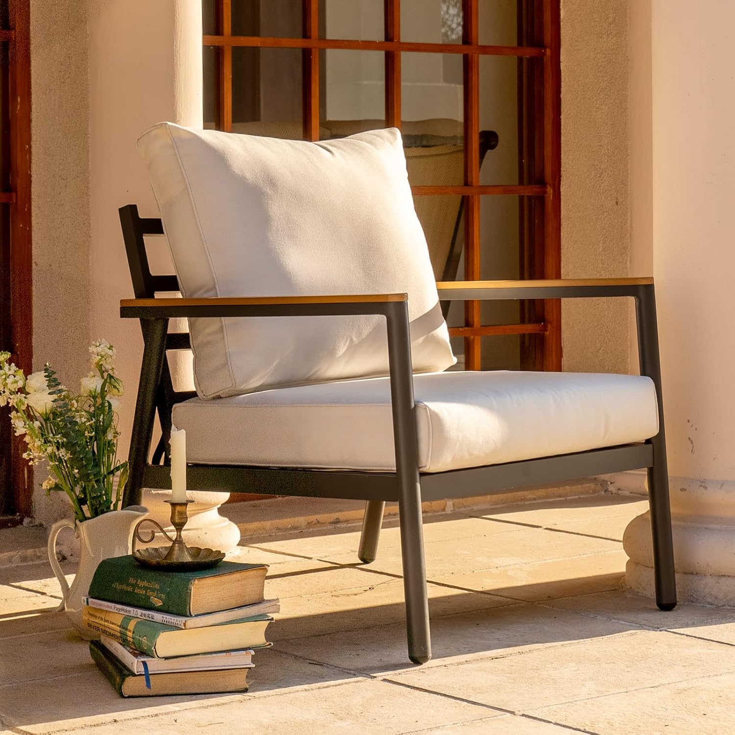 Patio Furniture Sofa Cushion Set Outdoor Living Deep Seating Cushions Thick Foam Replacement Cushion,23.6x23.6 Inch,White