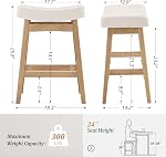 Cozyman Bar Ensemble de tabourets 2, Tabourets avec jambes en bois robuste, Hauteur du comptoir pour la cuisine, 24 Tissu beige de pouce