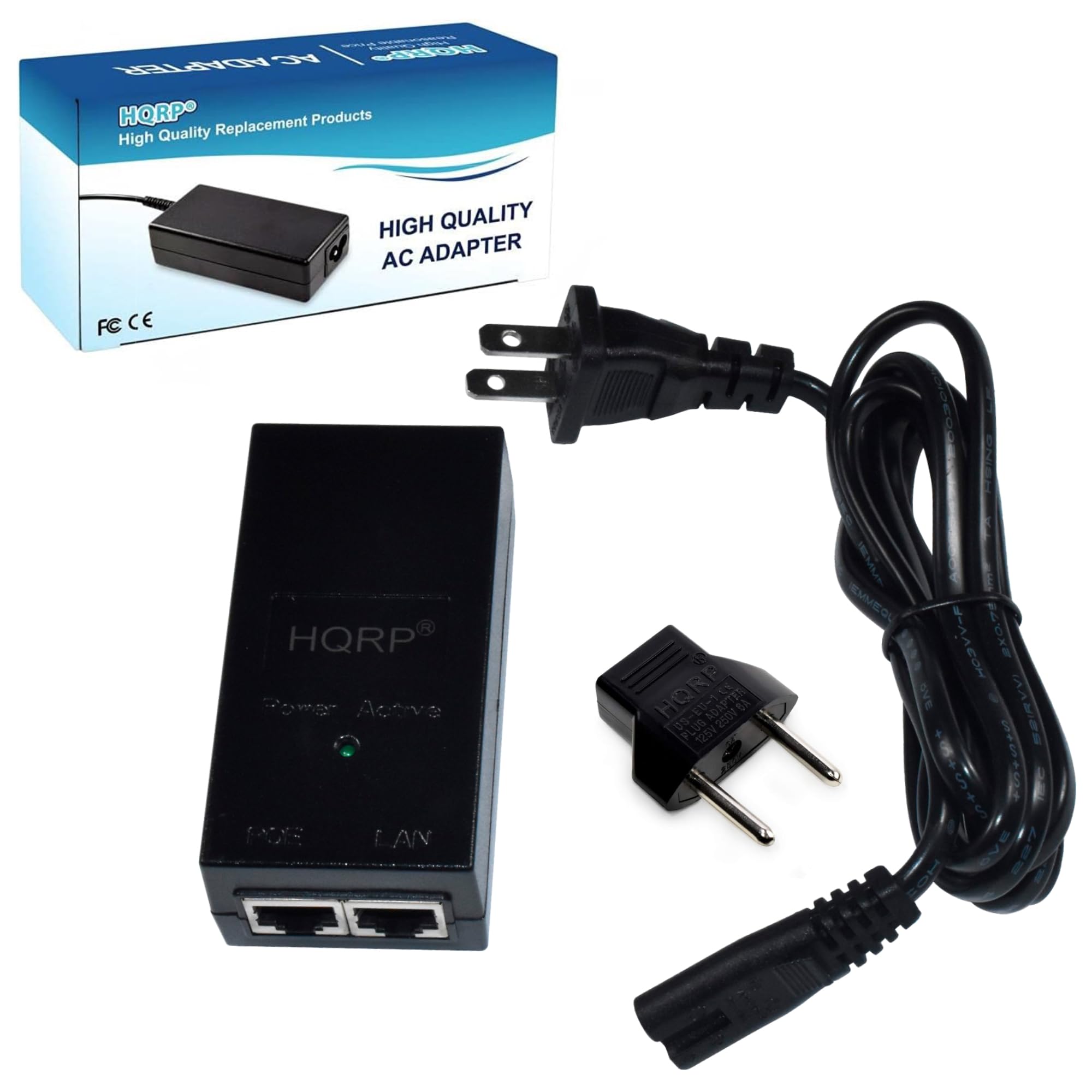 HQRP 48V PoE Injector Adapter Power Supply 10/100Mbps IEEE 802.3af for Cisco, Polycom, Aastra, TP-Link TL-POE150S, TRENnet TPE-113GI, Axis, EnGenius EPA2406GR, Ubiquiti U-POE-AF IP Cameras Phones AP