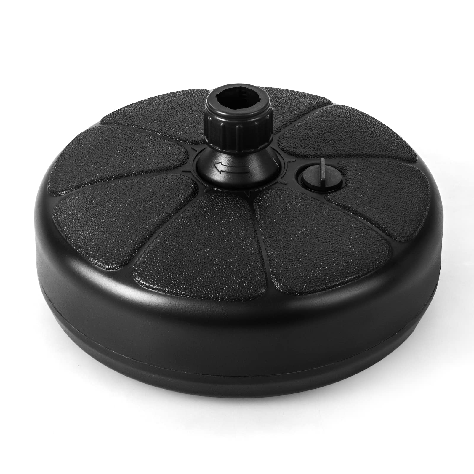 GOPLUS - Pie de sombrilla de jardín exterior, soporte para sombrilla redonda rellenable, base de sombrilla llena de agua 23L y arena 39 kg, base para sombrilla de 38/48 mm