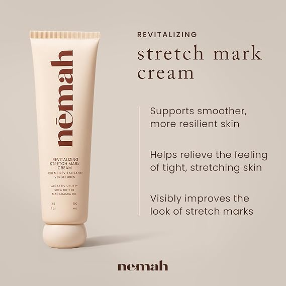 Nemah Stretch Mark Cream for Pregnancy, Moisturizing Belly Cream, 3.4 Oz