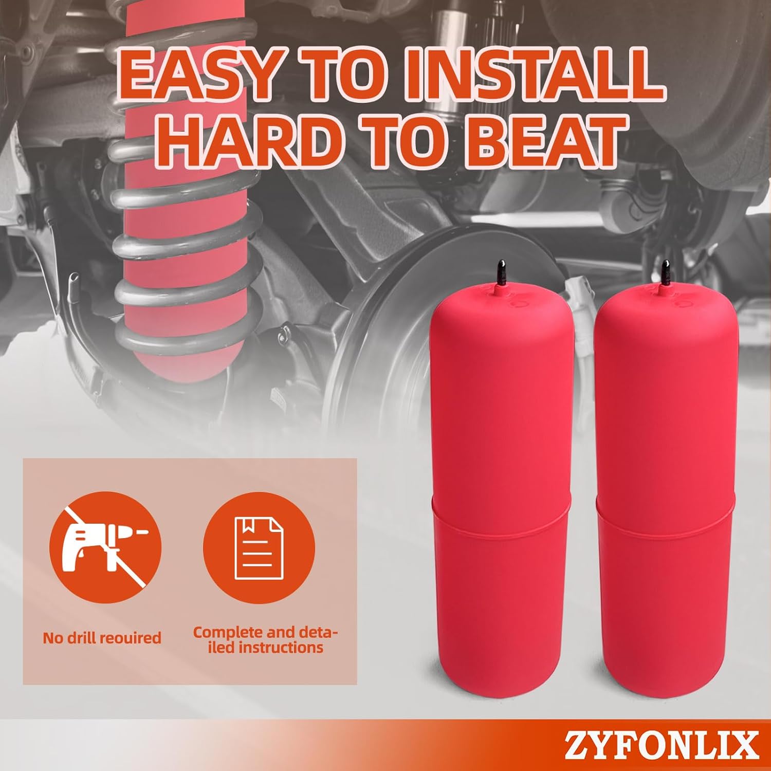 Air Spring Bag Suspension Kit Compatible with 2009-2024 RAM 1500 Pickups 2009-2024 RAM 1500 Classic Pickups OEM Number Replace 60818 Up to 1,000 lbs of Load-leveling Capabilities