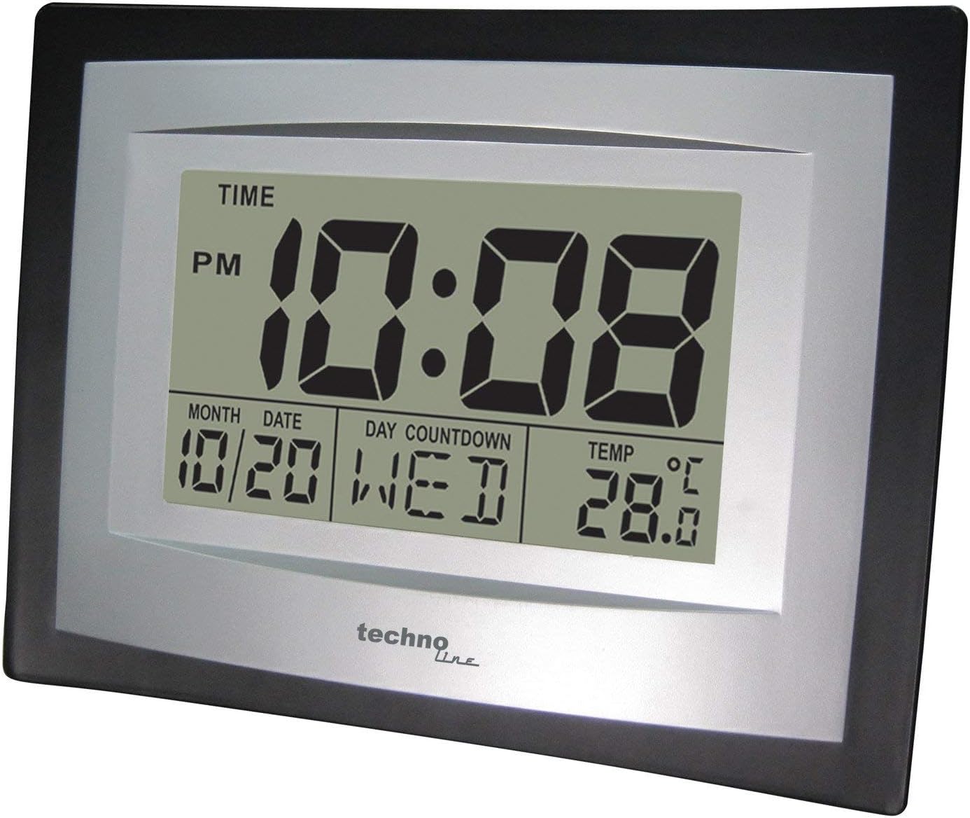 Technoline Quartz Clock, Silver/Black, 3,5 cm l x 22 cm w x 17 cm h - Image 4