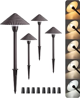 EDISHINE Low Voltage Landscape Lighting, LED 5CCT Pathway Lights 4 Pack | 2700K-5000K, 12V AC/DC 3W 160LM, Die-Cast Aluminum Waterproof Outdoor Pathway Lighting for Sidewalk, Garden, Yard
