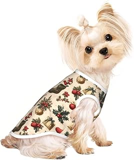 Winter Holiday Christmas (3) Pattern Small Pet Breathable Vest, Dog Mesh Shirt for Daily Wear-Medium