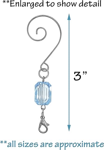 Miniatura 3 de BANBERRY DESIGNS Ganchos de adorno de Navidad, joya acrílica azul claro, ganchos de alambre plateado, paquete de 20