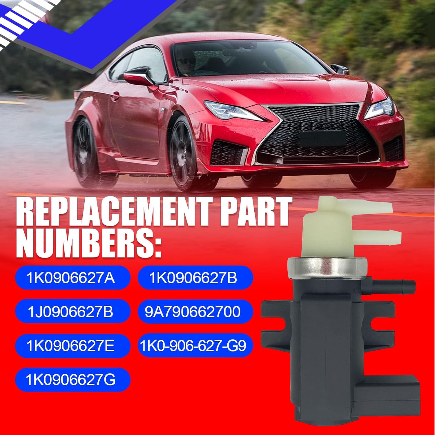 SMMS 1J0906627B Turbo Boost Pressure Solenoid Valve for Audi A1 A3/S3 A4/S4 for Volkswagen Golf Skoda Wagen Jetta, Turbo Boost Pressure Vacuum Control Solenoid Valve Replace OE 1J0906627B