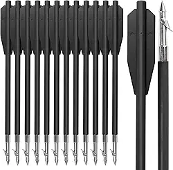 YLS Flechas de pesca com arco de 17,3 cm, plástico para caça de peixe com ponta de aço arpão e escorregadores de segurança para caça ao ar livre, 12 peças