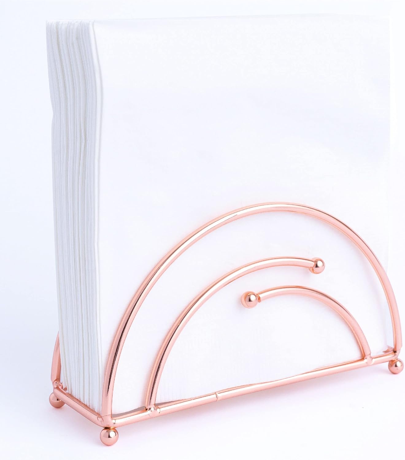 Modern Napkin Holder for Tables - Half Circle - Rose Gold - Tabletop - Free Standing Napkin Holder by Museo