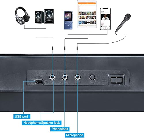 Miniatura 30 de Hricane Teclado de piano, 61 teclas, teclado electrónico para principiantes, teclado digital portátil de música, instrumento musical de educación