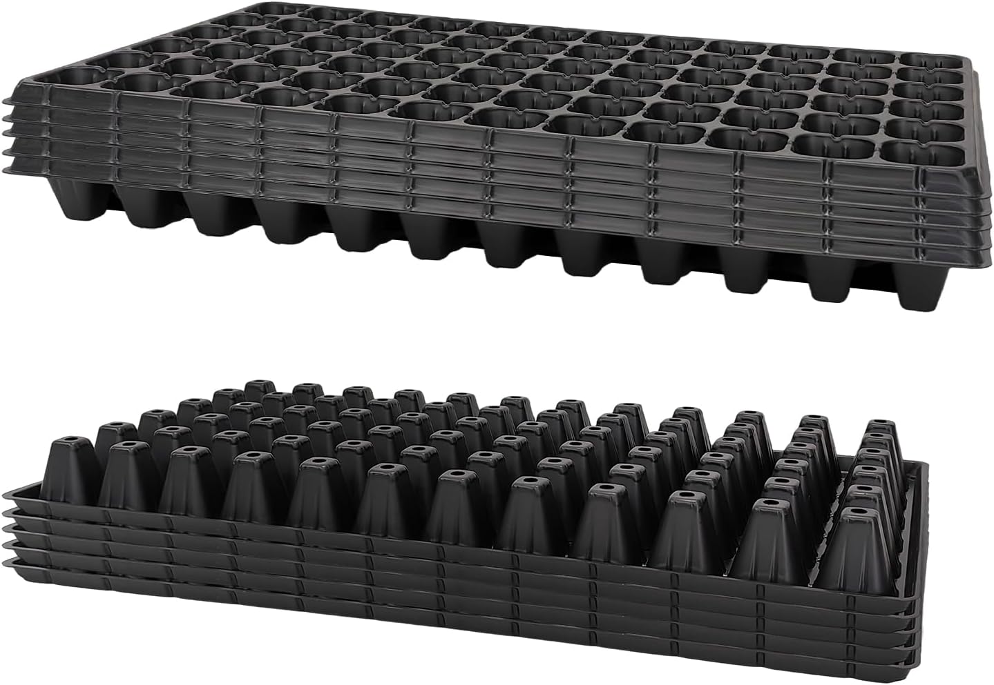 RooTrimmer 72 Cell Seed Trays, Thick Durable 72 Cell Plug Tray Seedling Plastic Nursery Tray for 1020 Flat Germination (10-Pack, 21"×11", 1.81" Height, Low)
