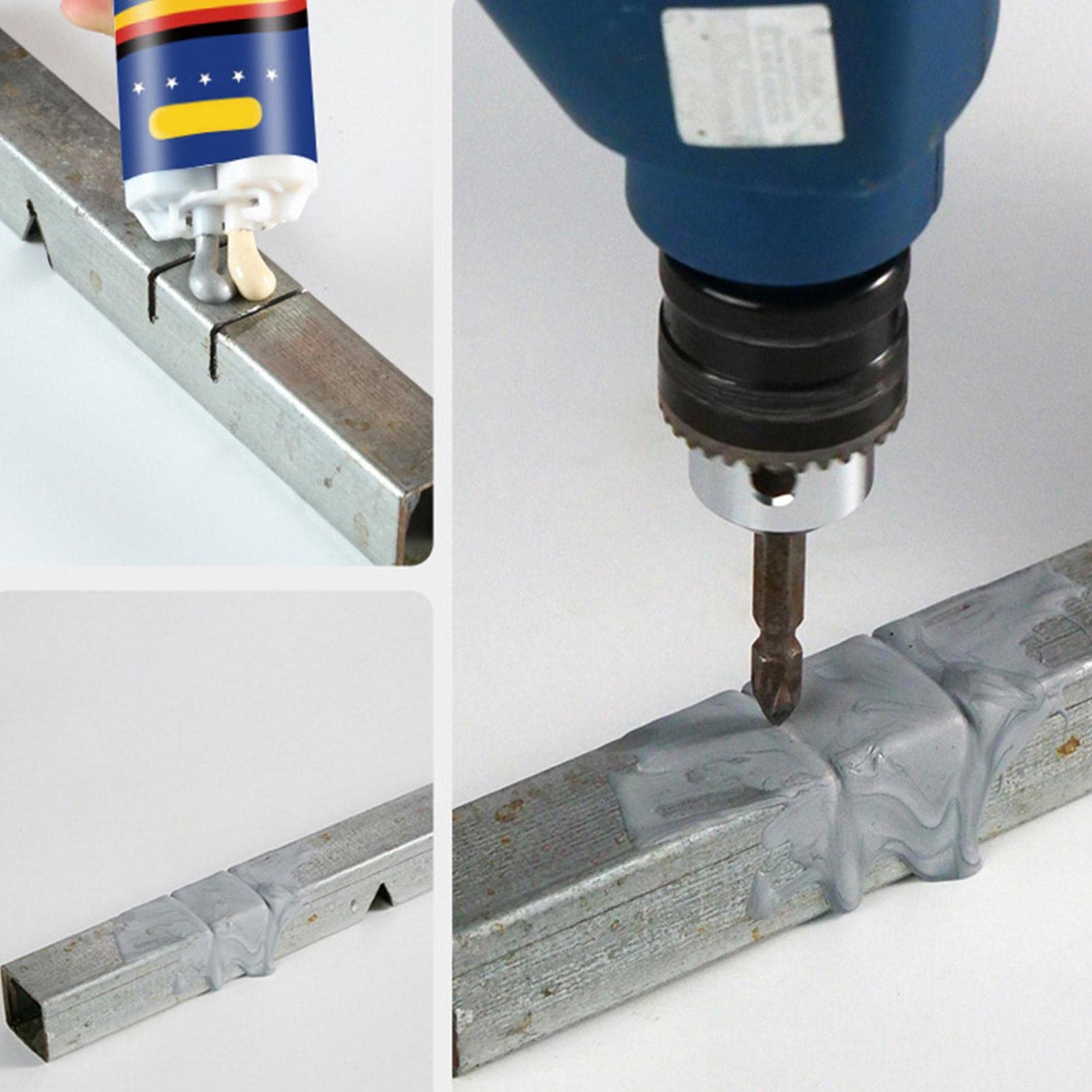 Metal Repair Paste Metal Repair Glue A & B, Welding Glue, Resistenza al Calore Industriale Materiali per Saldatura a Freddo Pasta per Riparazioni in Metallo Colla