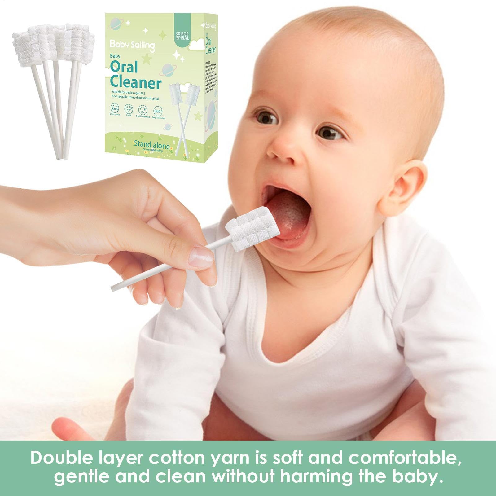 Neonato Garze Dente Spazzolino - Cleaner e Salviette Dentali per Bambini | Manico Carta Tampone, Set Pulizia Lingua, Pacchetto Cura Orale da Viaggio