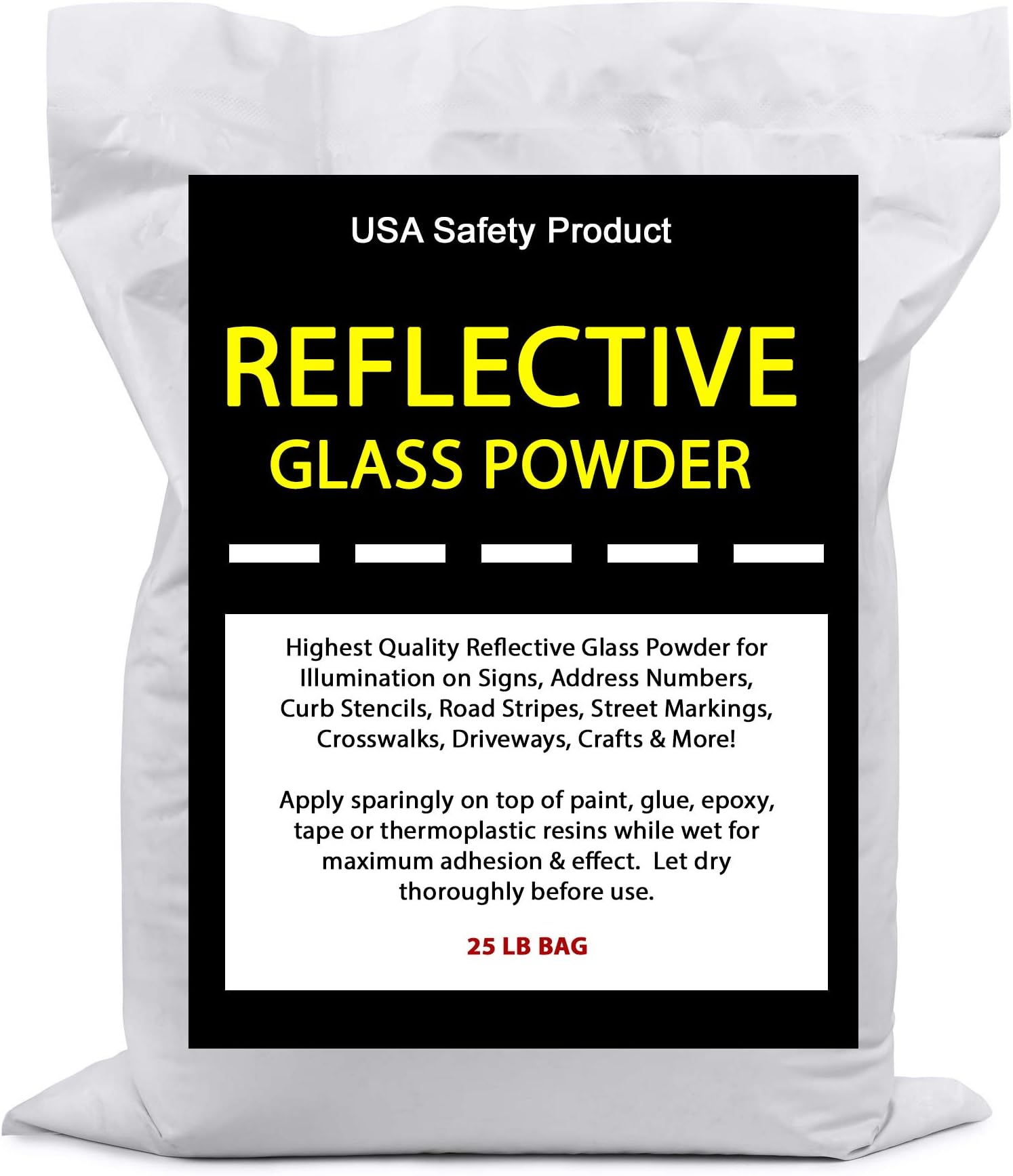 Reflective Glass Powder for Road Marking, Curb Paint, Traffic Paint, Pavement Striping, Parking Lots, Crosswalks, Driveways, Airports, Traffic Signs, Painting, Arts & Crafts (25 LB Bag)