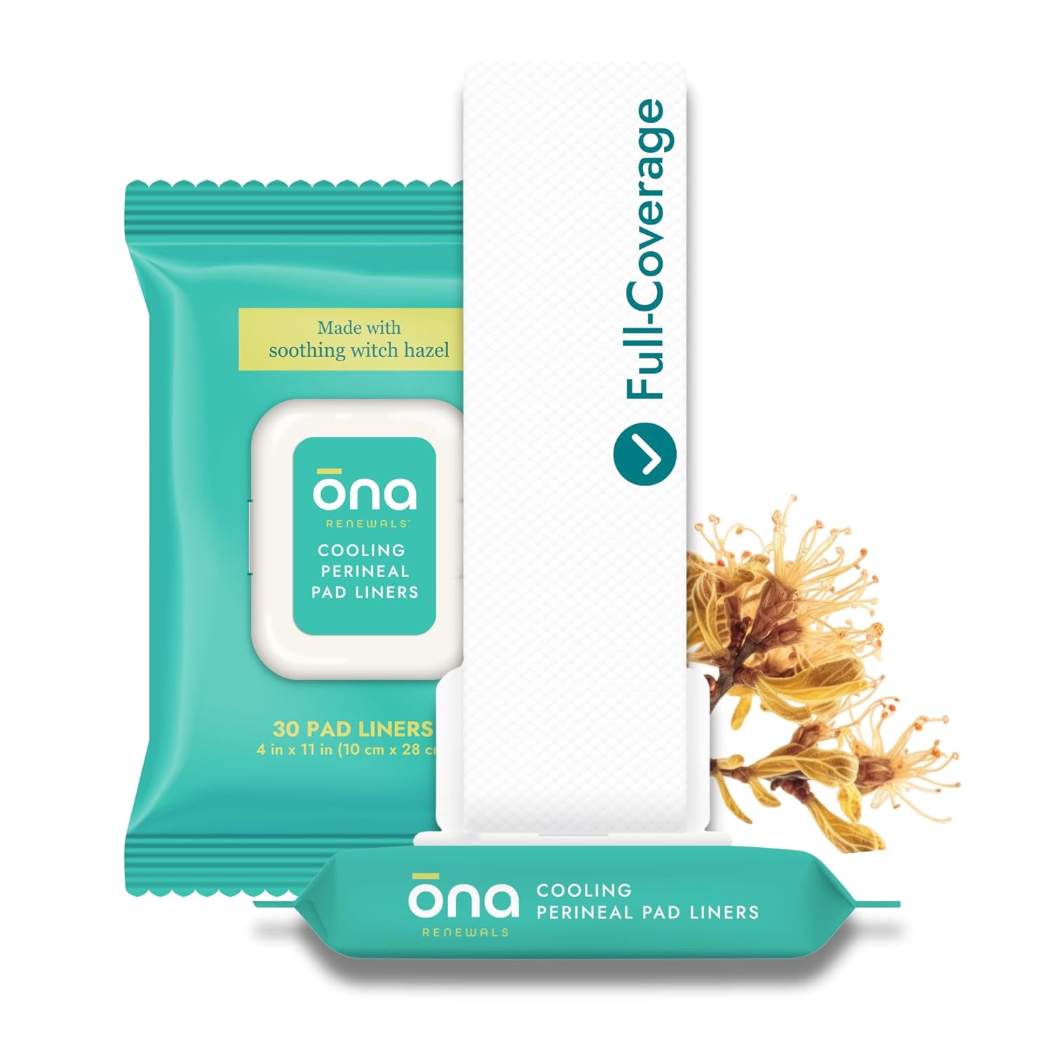 Ona Renewals Perineal Pad Panty Liners for Women, Postpartum Essentials, Witch Hazel Full Coverage Ona Renewals Perineal Pad Panty Liners for Women, Postpartum Essentials, Witch Hazel Full Coverage