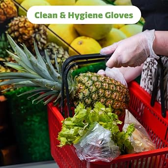 GUSTO Disposable Vinyl Gloves Clear, Latex-Free, Powder-Free, BPA-Free Safe for Food Handling, Cooking & Cleaning