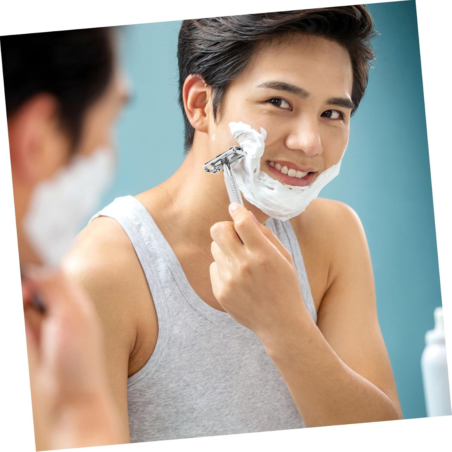 Double Edge Safety Razor Beard Shaving Razor with Replaceable Blades, Butterfly Open Manual Shaver for Men’s Face Hair Removal, Long Handle Old Style Stainless Steel Cutter