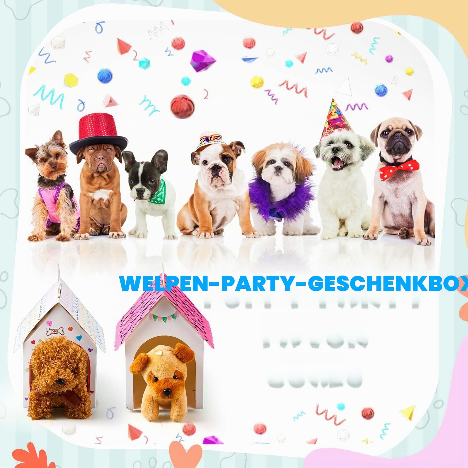 ShinyRelief 24 Stück Hunde-Partygeschenkboxen in Hundehaus-Form, Leckerli-Geschenkboxen mit Löchern, faltbar, mit Griff, für Welpen, Partygeschenke, Kinder, Basteln, Geburtstag, Hausstil, 24 Stück
