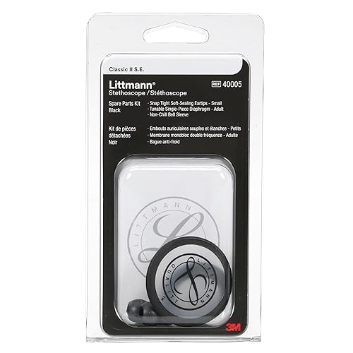 3M Littmann Kit de piezas de repuesto para estetoscopio, negro, compatible con Classic II S.E., incluye orejeras pequeñas de sellado suave,