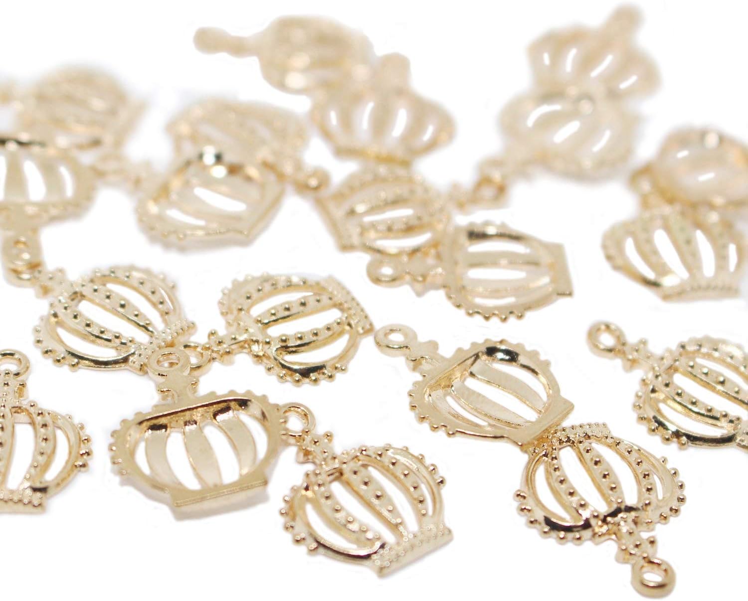 Dedila 20pcs 3D Flat Gold Mini Lovely Alloy Crown Charms Pendants DIY Vintage Charms Findings Pendant for Crafting (Flat)