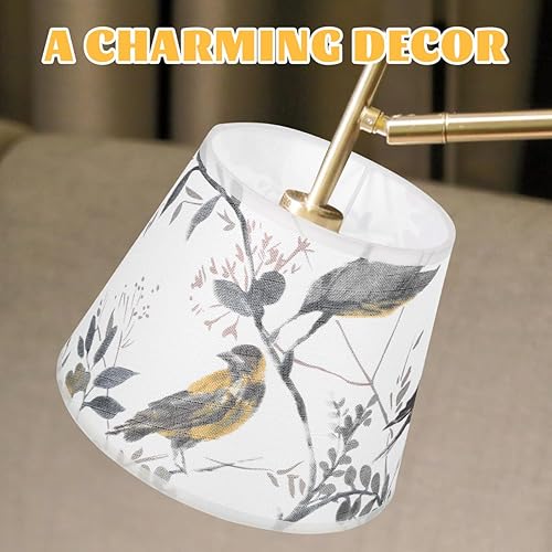 Miniatura 8 de Pantalla de tela de flores y pájaros, pantalla de campana, pantalla de lámpara para lámpara de pie, pantallas de lámpara de tambor, pantalla de