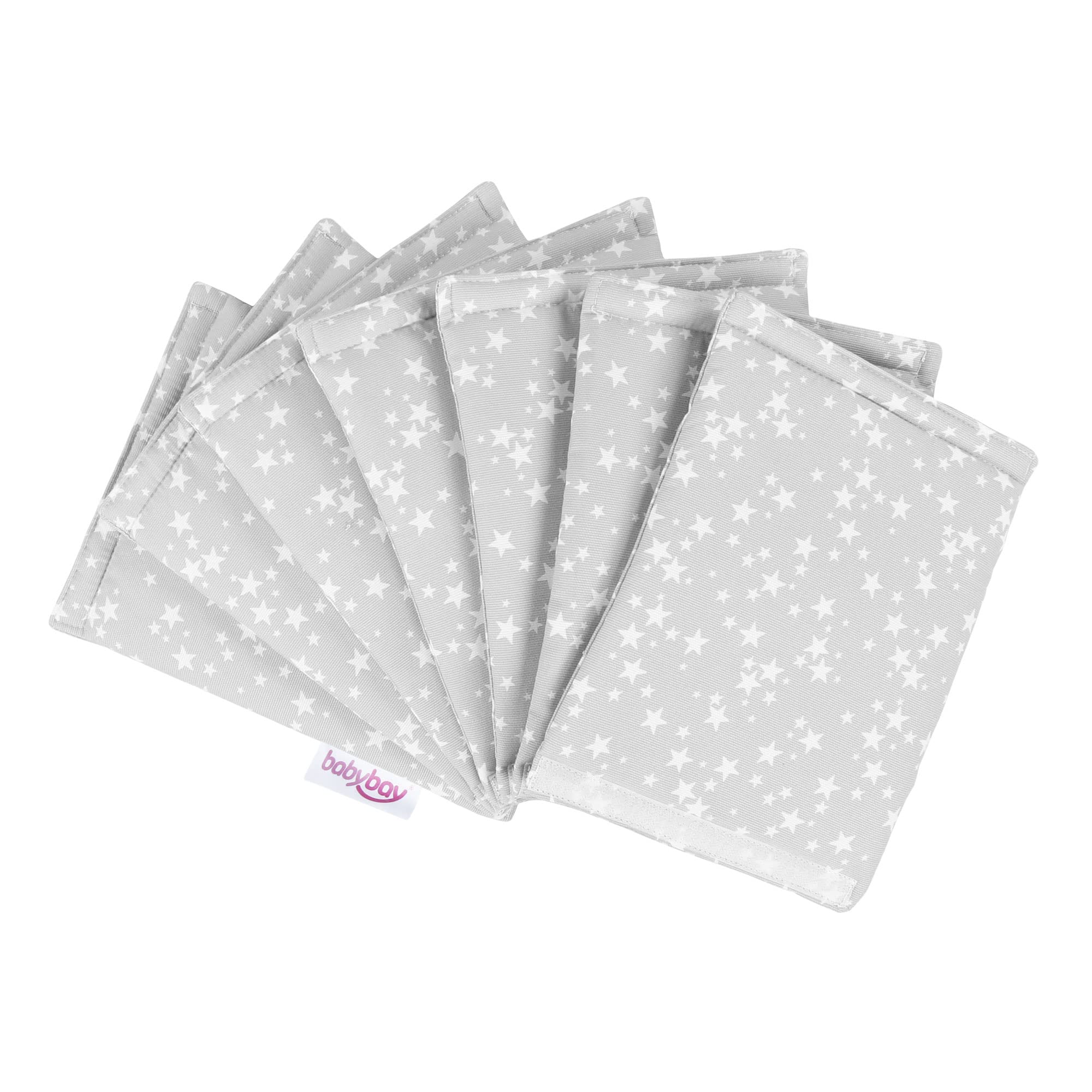 babybay Nestchen Ultrafresh Piqué passend für Modell Maxi, Boxspring, Comfort, Mini und Midi, perlgrau Sterne weiß